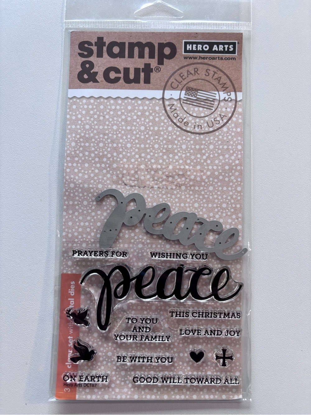 'Hero Arts DC187 
Peace' Clear Stamp Set & Die